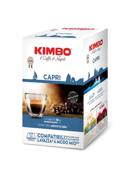 50 dosettes de café Kimbo, mélange Capri, compatibles avec A Modo Mio