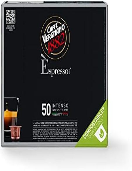 50 Capsule Compostabili Vergnano E'spresso Intenso comp. Nespresso [0,17€/caps]