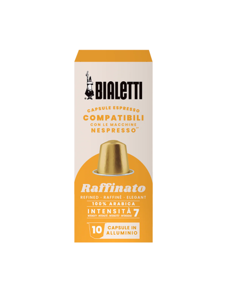 10 gélules Bialetti Conditionnées dans des emballages en aluminium compatibles Nespresso