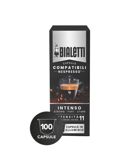 100 capsule Bialetti Intenso in alluminio compatibili Nespresso