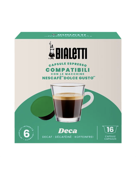 16 gélules Bialetti Décaféiné en emballage aluminium Dolce Gusto [0,19 € / gélule]