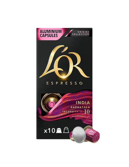 100 gélules en aluminium L'Or Inde, compatibles avec NESPRESSO