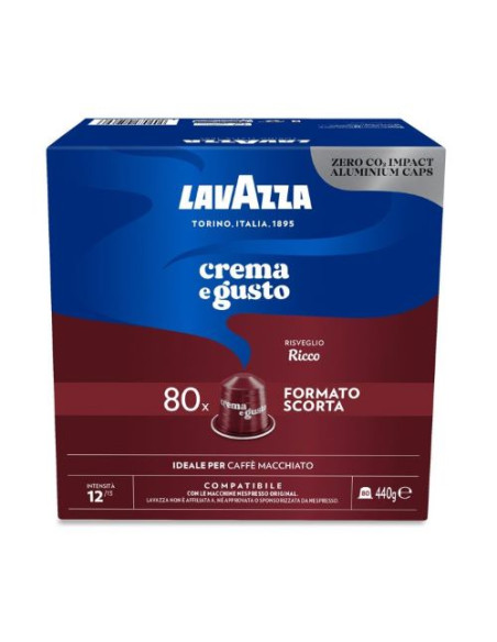 80 gélules Aluminium Lavazza Crème et saveur riche comp. Nespresso