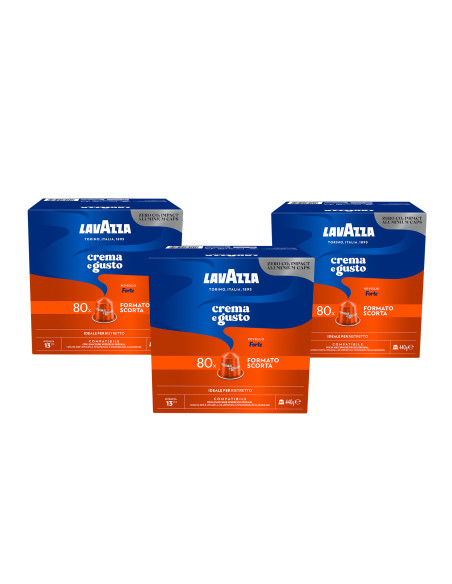 80x3 caps Alluminio Lavazza Crema e Gusto Forte comp. Nespresso