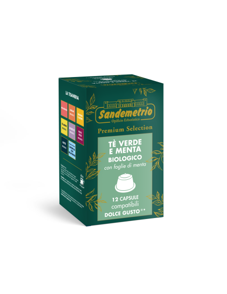 12 gélules Sandemetrio Thé vert et menthe compatibles Dolce Gusto