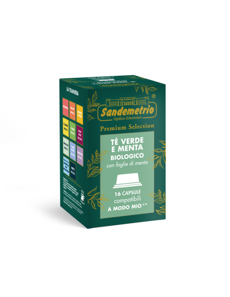 16 Capsule Sandemetrio Tè Verde e Menta Compatibili A Modo Mio