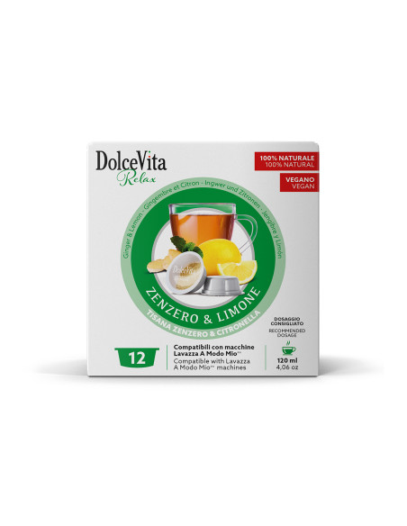 12 gélules Dolce Vita au gingembre et au citron, compatibles avec A Modo Mio